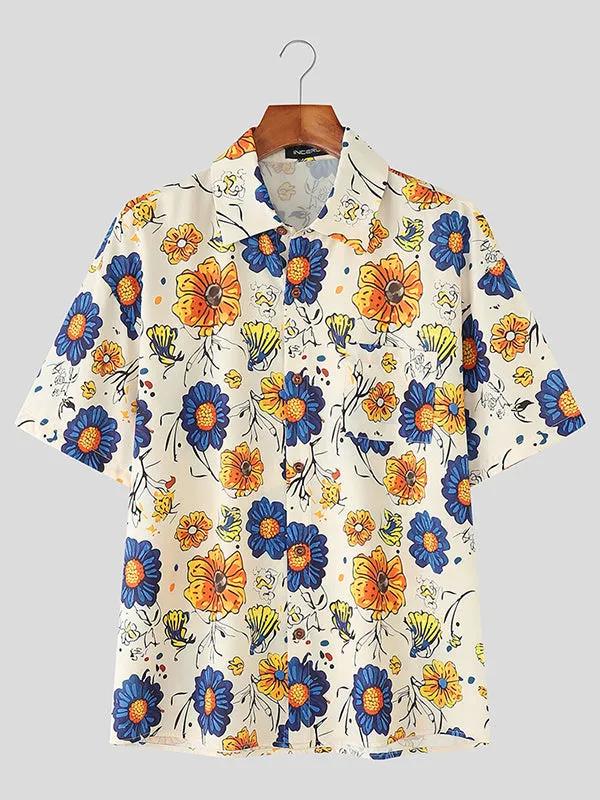Mens Colorful Floral Print Short Sleeve Shirt SKUL17004 sold by Incerunmen product image thumbnail 4