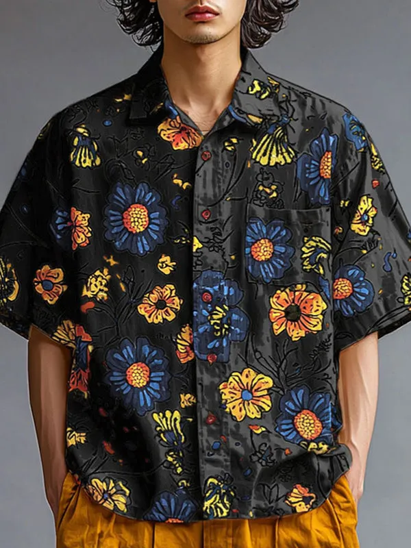 Mens Colorful Floral Print Short Sleeve Shirt SKUL17004 sold by Incerunmen