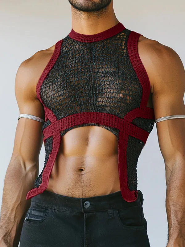 Mens Sheer Mesh Hollow Colorblock Tank SKUL12796 sold by Incerunmen product image thumbnail 3