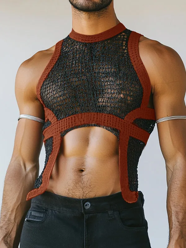 Mens Sheer Mesh Hollow Colorblock Tank SKUL12796 sold by Incerunmen product image thumbnail 2