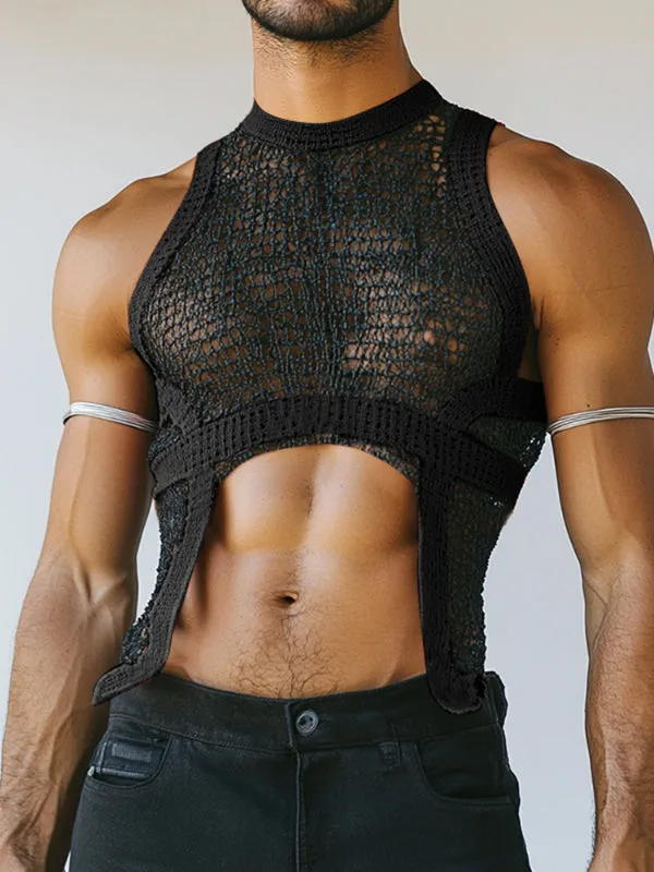 Mens Sheer Mesh Hollow Colorblock Tank SKUL12796 sold by Incerunmen