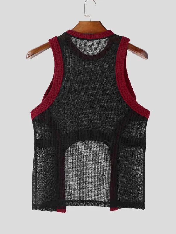 Mens Sheer Mesh Hollow Colorblock Tank SKUL12796 sold by Incerunmen product image thumbnail 5