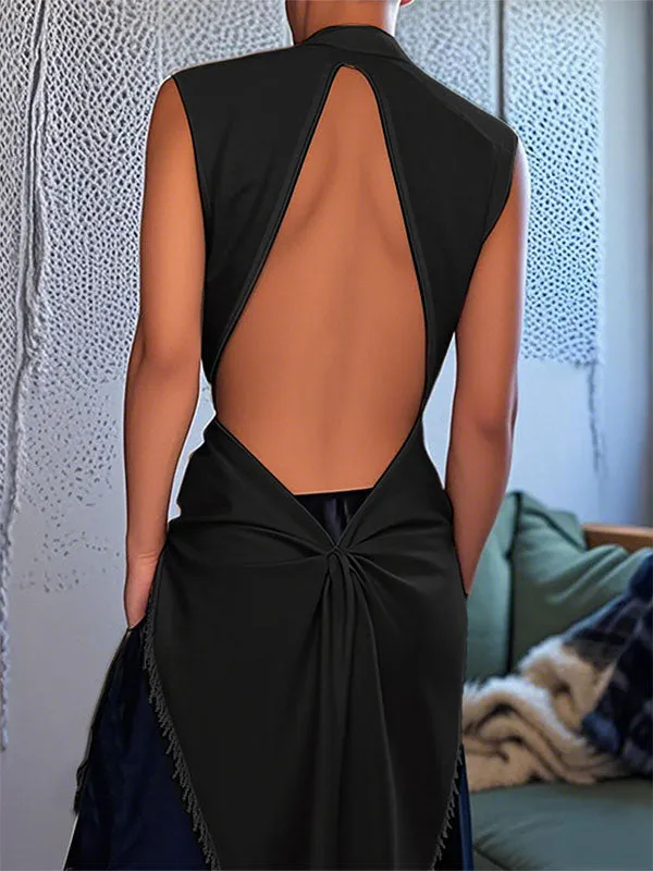 Mens Solid Color Backless Short-Sleeve Shirt SKUL15202 sold by Incerunmen product image thumbnail 2