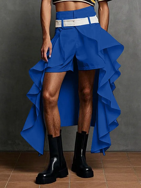 Mens Solid Color Ruched Ruffle Short SKUL09553 sold by Incerunmen product image thumbnail 3