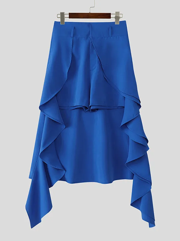Mens Solid Color Ruched Ruffle Short SKUL09553 sold by Incerunmen product image thumbnail 4