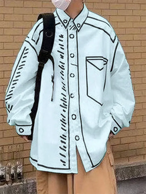 Mens Graffiti Style Outline Casual Long-Sleeve Shirt SKUL08524 sold by Incerunmen