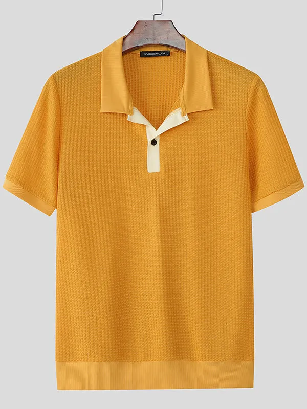 Mens Solid Color Textured Short-Sleeve Shirt SKUL17394 sold by Incerunmen product image thumbnail 4