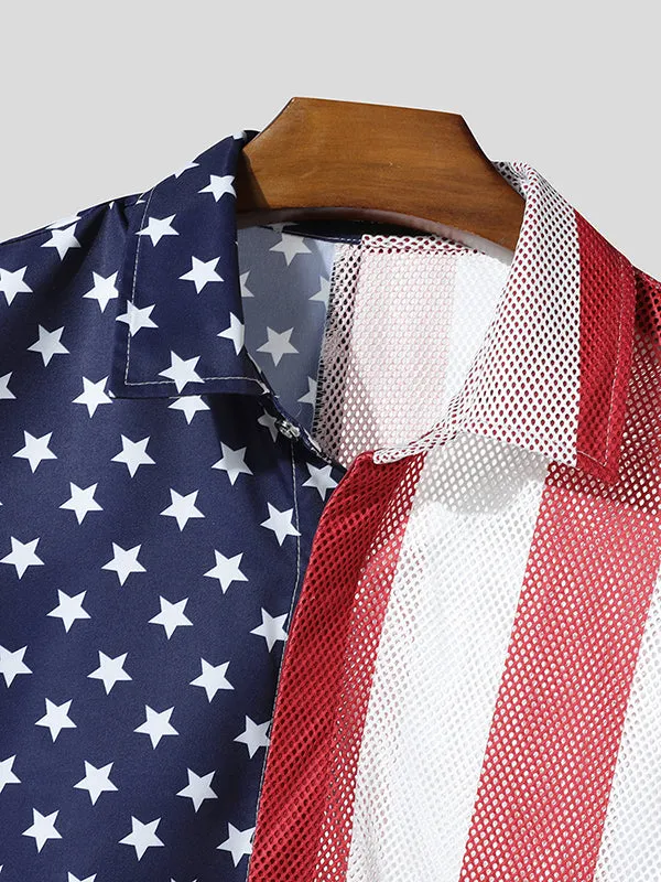 Mens American Flag Fringe Patchwork Sleeveless Shirt SKUL13689 sold by Incerunmen product image thumbnail 5