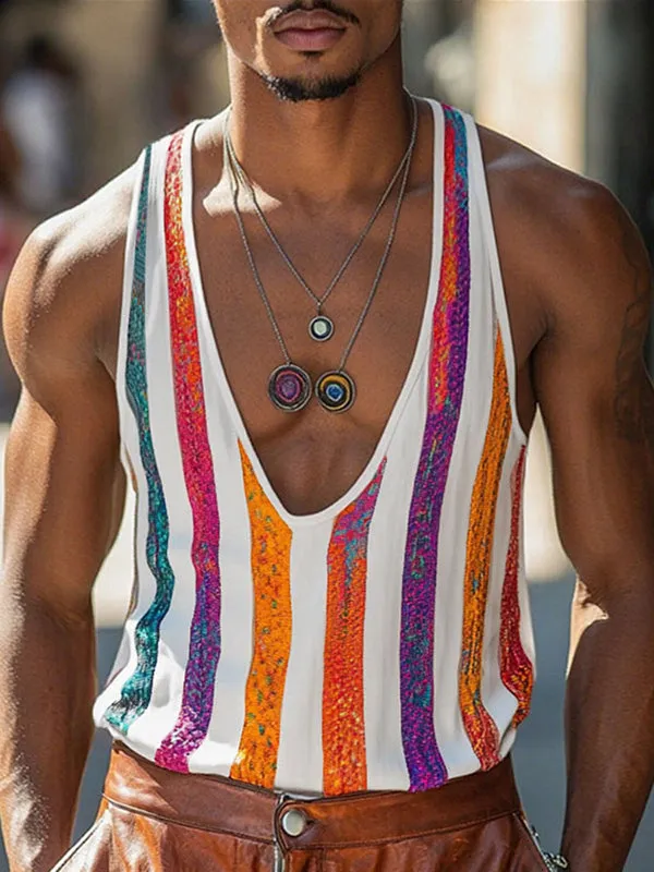 Mens Colorful Striped Casual Tank SKUL15157 sold by Incerunmen