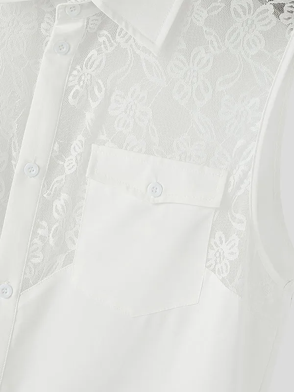 Mens Sheer Lace Panel Sleeveless Shirt SKUL17002 sold by Incerunmen product image thumbnail 5