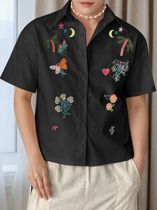 Mens Fun Embroidered Short Sleeve Shirt SKUL12830 sold by Incerunmen
