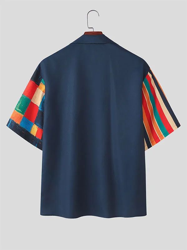 Mens Geometric Colorblock Print Short Sleeve Shirt SKUL12894 sold by Incerunmen product image thumbnail 3