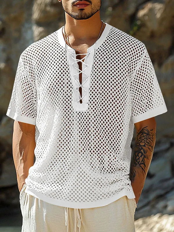 Mens Hollow Mesh Short Sleeve T-Shirt SKUL11772 sold by Incerunmen product image thumbnail 2