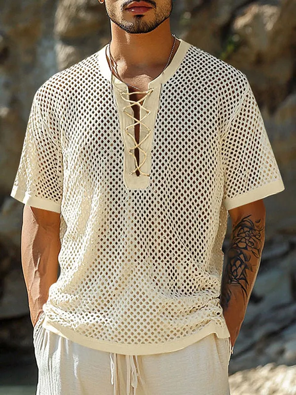 Mens Hollow Mesh Short Sleeve T-Shirt SKUL11772 sold by Incerunmen product image thumbnail 3