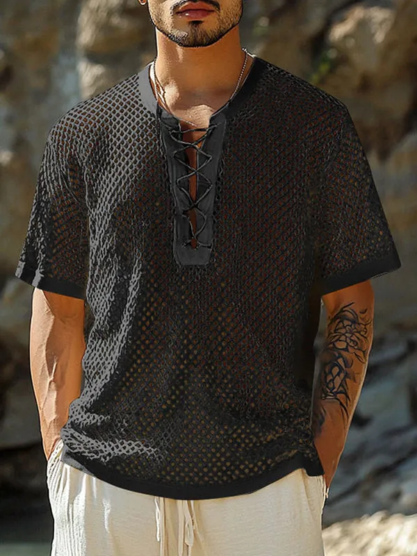 Mens Hollow Mesh Short Sleeve T-Shirt SKUL11772 sold by Incerunmen