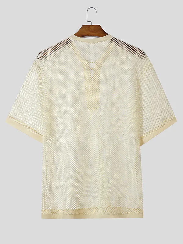 Mens Hollow Mesh Short Sleeve T-Shirt SKUL11772 sold by Incerunmen product image thumbnail 5