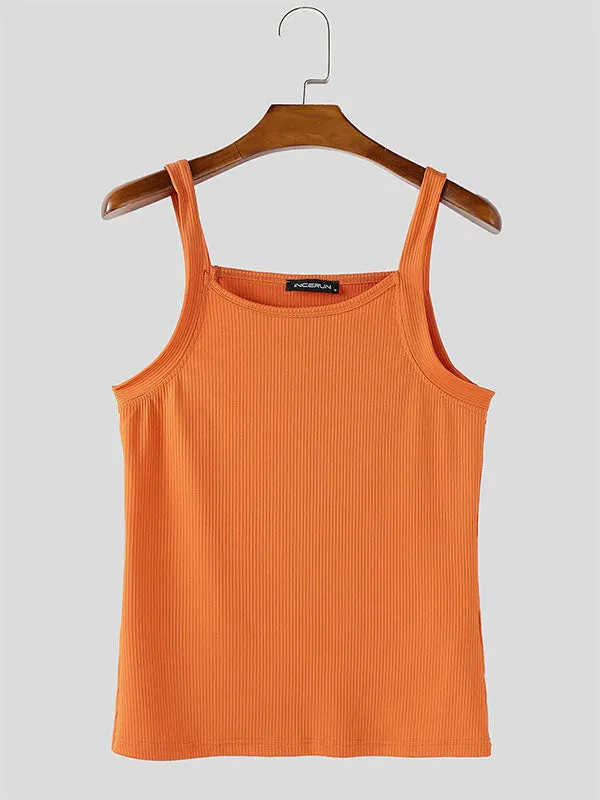 Mens Solid Color Textured Square Neck Tank SKUL11814 sold by Incerunmen product image thumbnail 4