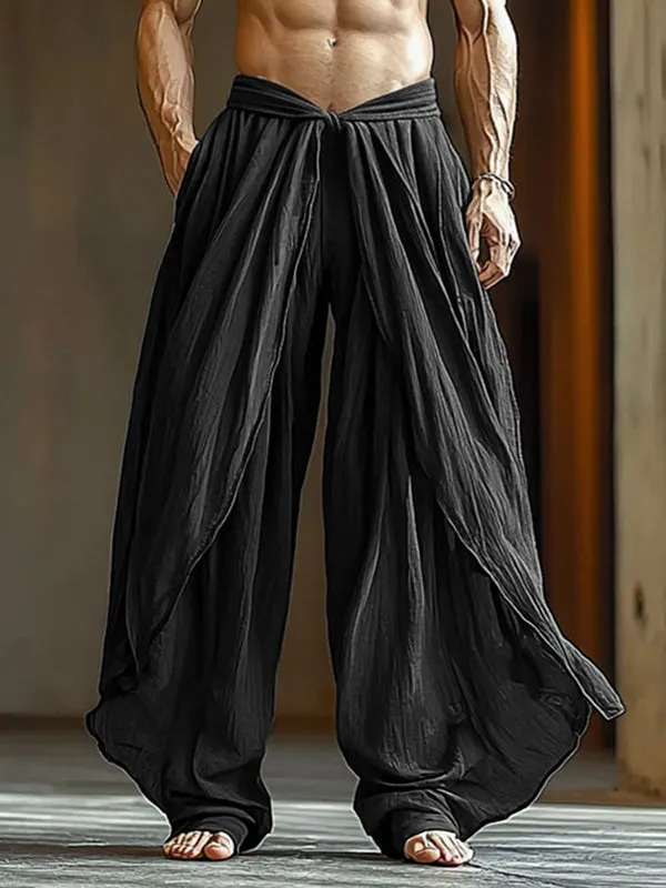 Mens Solid Color Ruched Textured Pant SKUL15169 sold by Incerunmen