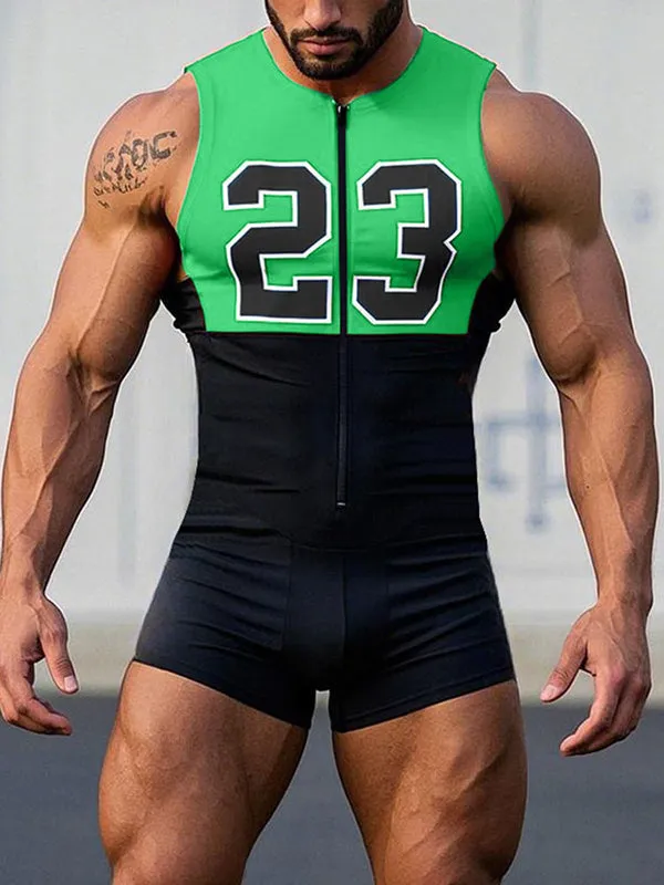 Mens Digital Print Colorblock Bodysuit SKUK99779 sold by Incerunmen product image thumbnail 2