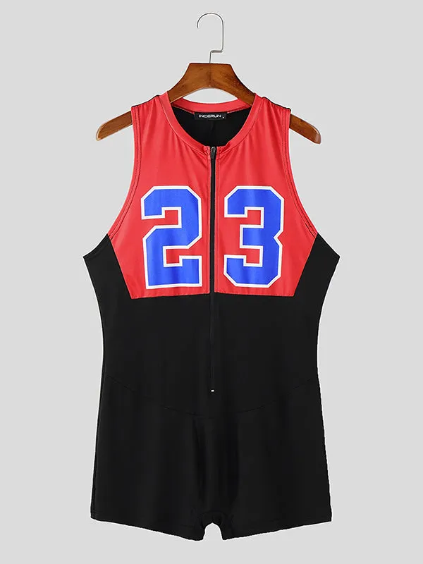 Mens Digital Print Colorblock Bodysuit SKUK99779 sold by Incerunmen product image thumbnail 4