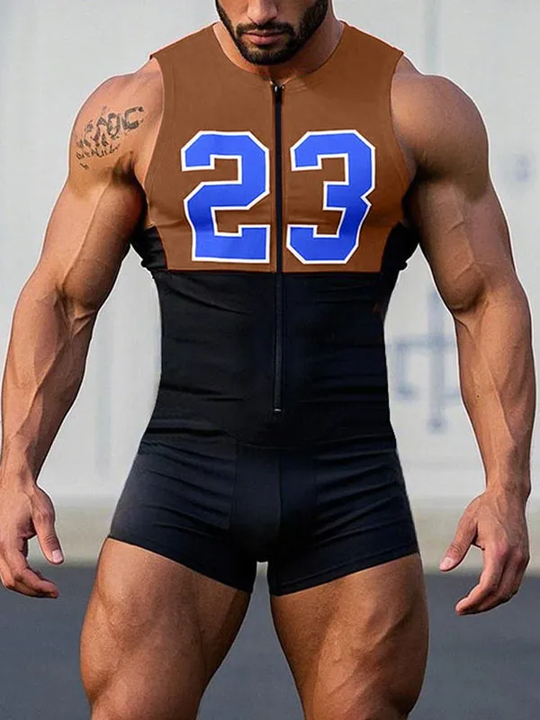 Mens Digital Print Colorblock Bodysuit SKUK99779 sold by Incerunmen product image thumbnail 3