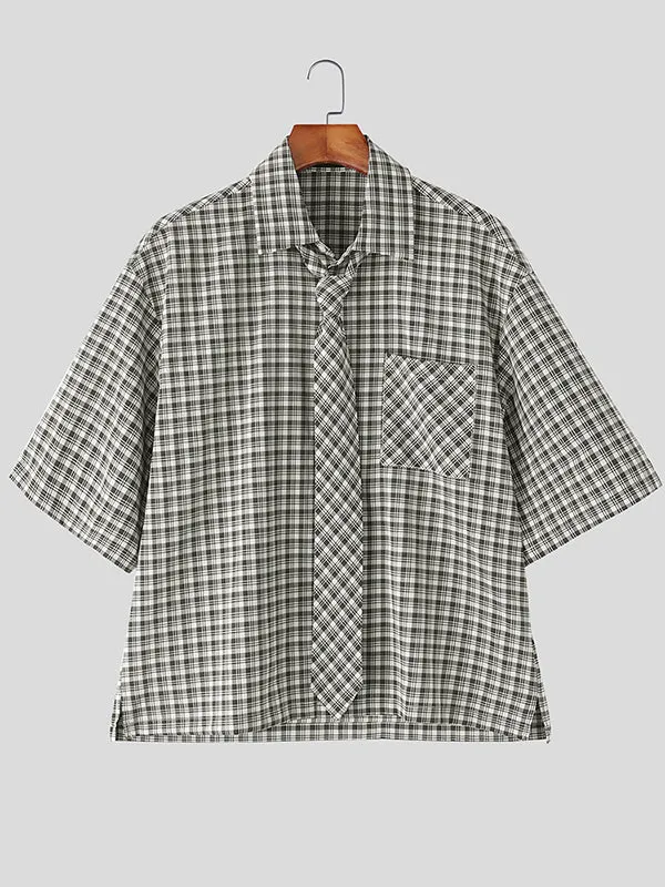 Mens Plaid Short Sleeve Shirt SKUL12913 sold by Incerunmen product image thumbnail 4