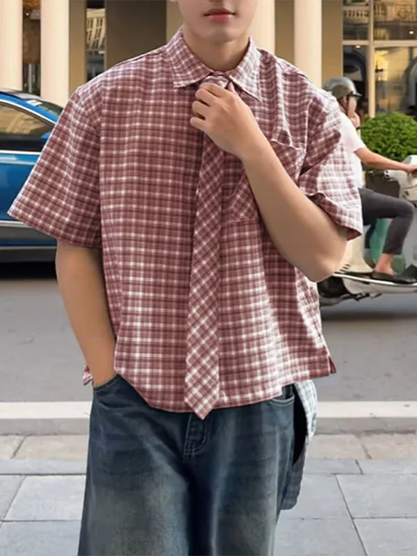 Mens Plaid Short Sleeve Shirt SKUL12913 sold by Incerunmen product image thumbnail 3