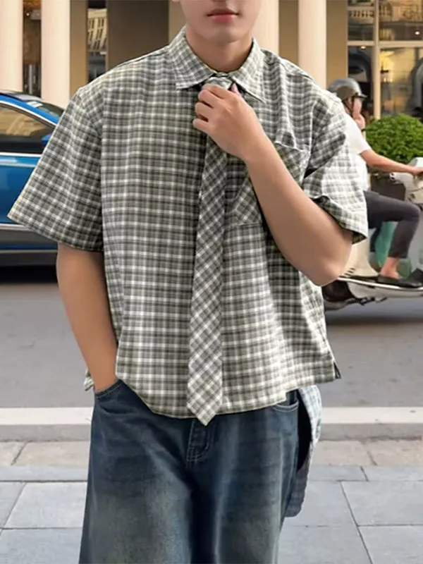 Mens Plaid Short Sleeve Shirt SKUL12913 sold by Incerunmen