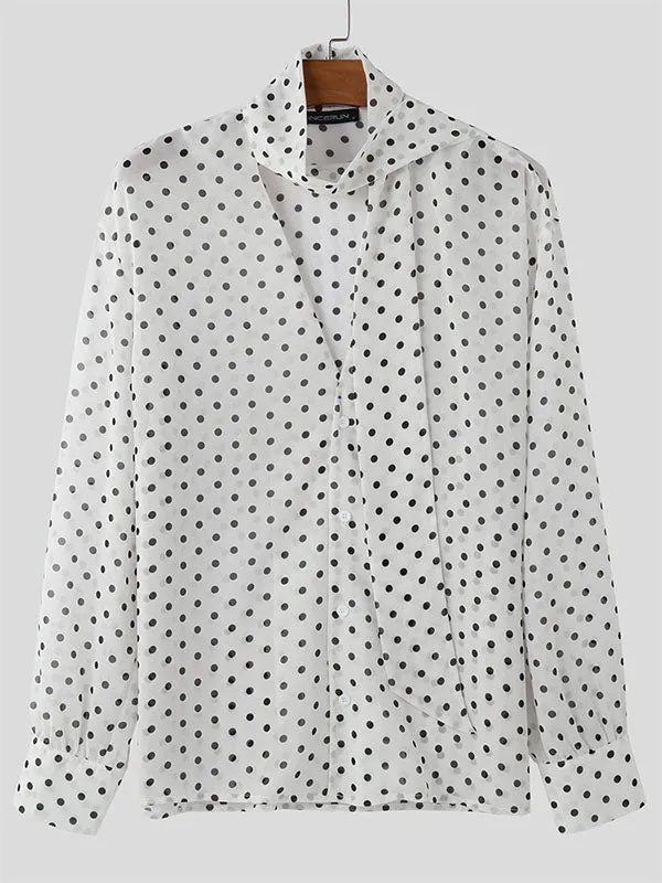 Mens Polka Dot Print Long Sleeve Shirt SKUK99046 sold by Incerunmen product image thumbnail 3