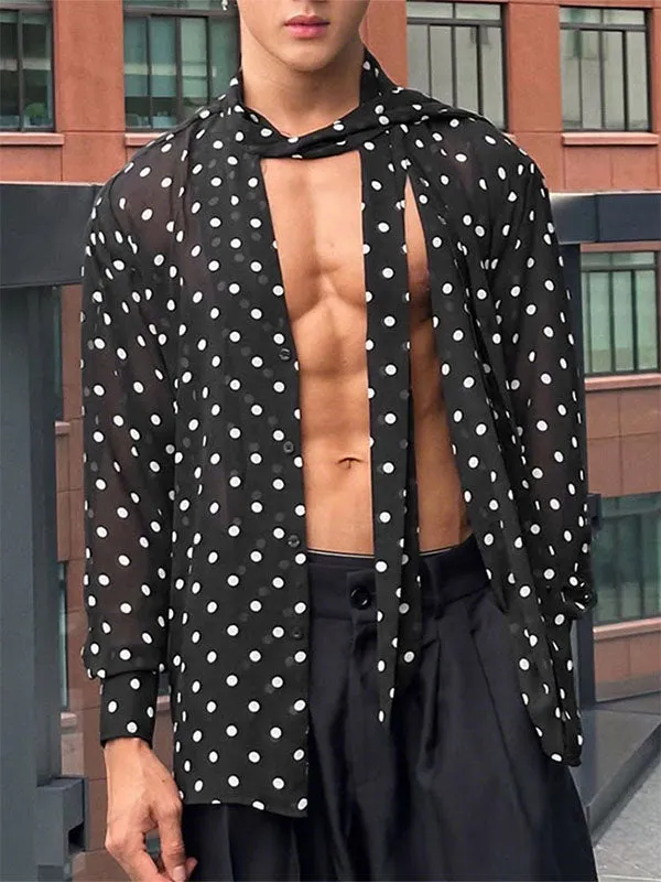 Mens Polka Dot Print Long Sleeve Shirt SKUK99046 sold by Incerunmen