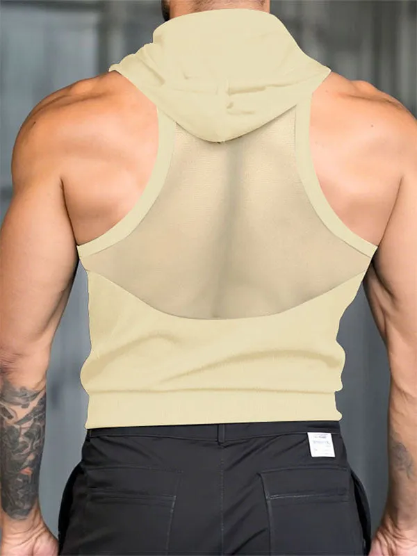 Mens Solid Color Sheer Mesh Hooded Tank SKUL10706 sold by Incerunmen product image thumbnail 4