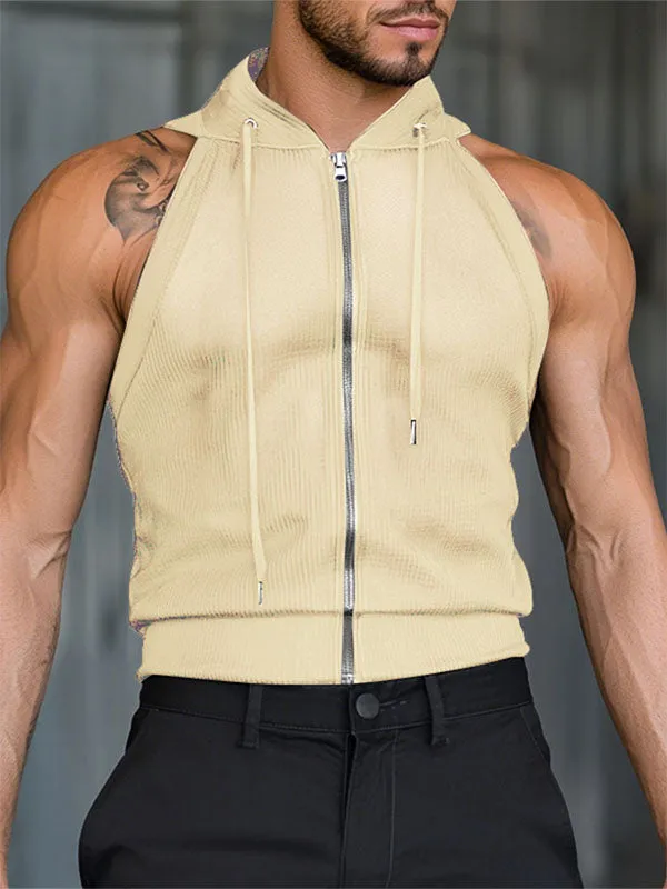 Mens Solid Color Sheer Mesh Hooded Tank SKUL10706 sold by Incerunmen product image thumbnail 3