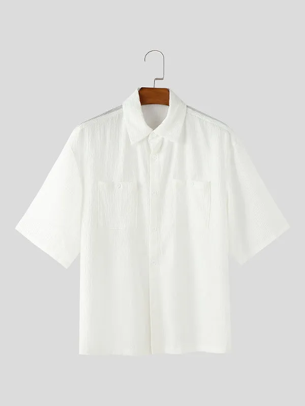 Mens Solid Color Textured Short Sleeve Shirt SKUL12927 sold by Incerunmen product image thumbnail 4