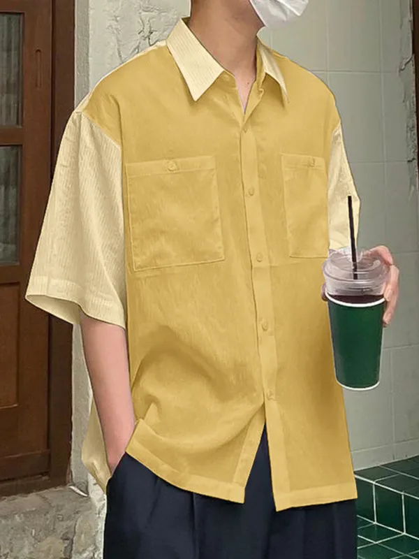 Mens Solid Color Textured Short Sleeve Shirt SKUL12927 sold by Incerunmen product image thumbnail 3