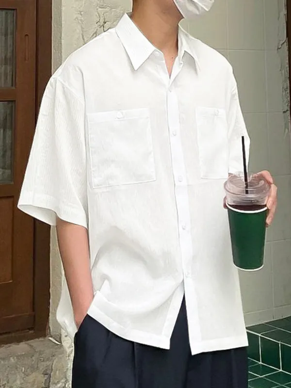 Mens Solid Color Textured Short Sleeve Shirt SKUL12927 sold by Incerunmen product image thumbnail 2