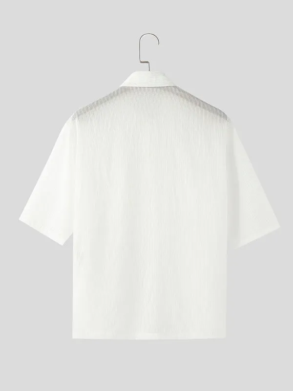 Mens Solid Color Textured Short Sleeve Shirt SKUL12927 sold by Incerunmen product image thumbnail 5