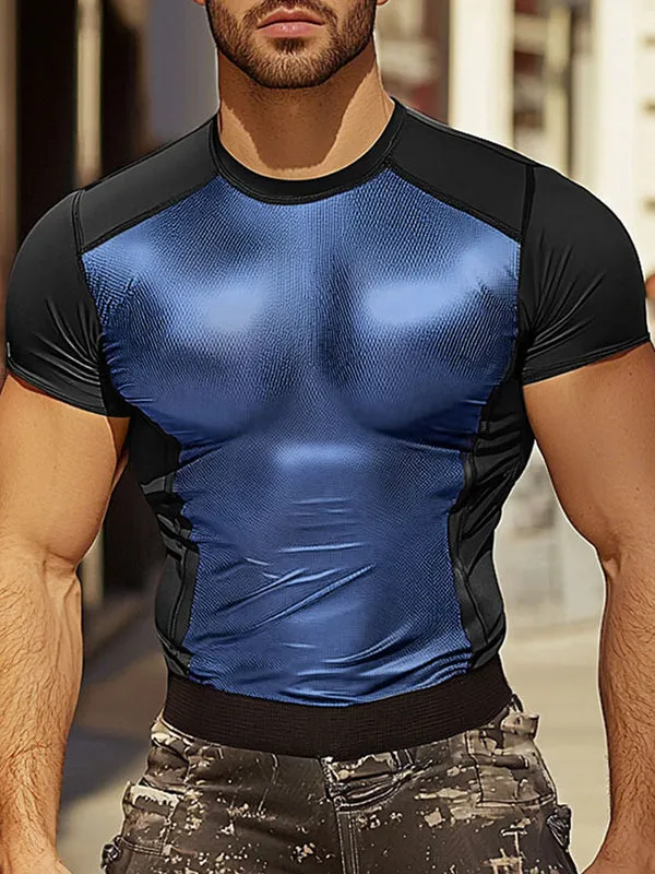 Mens Shiny Colorblock Short Sleeve T-Shirt SKUL13868 sold by Incerunmen product image thumbnail 3