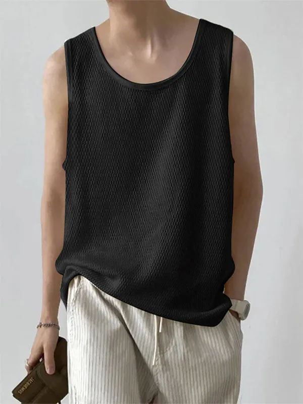 Mens Solid Color Textured Casual Tank SKUL12926 sold by Incerunmen