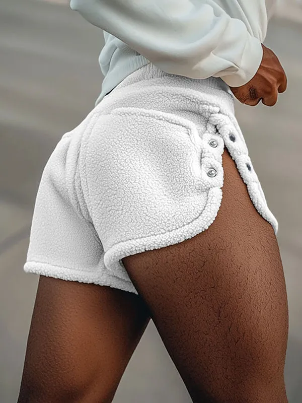 Mens Solid Color Plush Slit Casual Short SKUL12867 sold by Incerunmen product image thumbnail 2