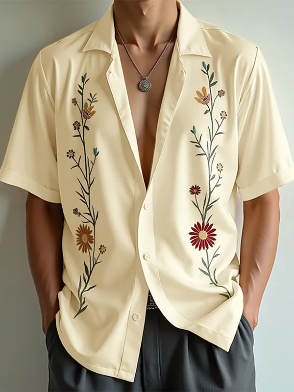 Mens Floral Print Casual Short-Sleeve Shirt SKUL07587 sold by Incerunmen