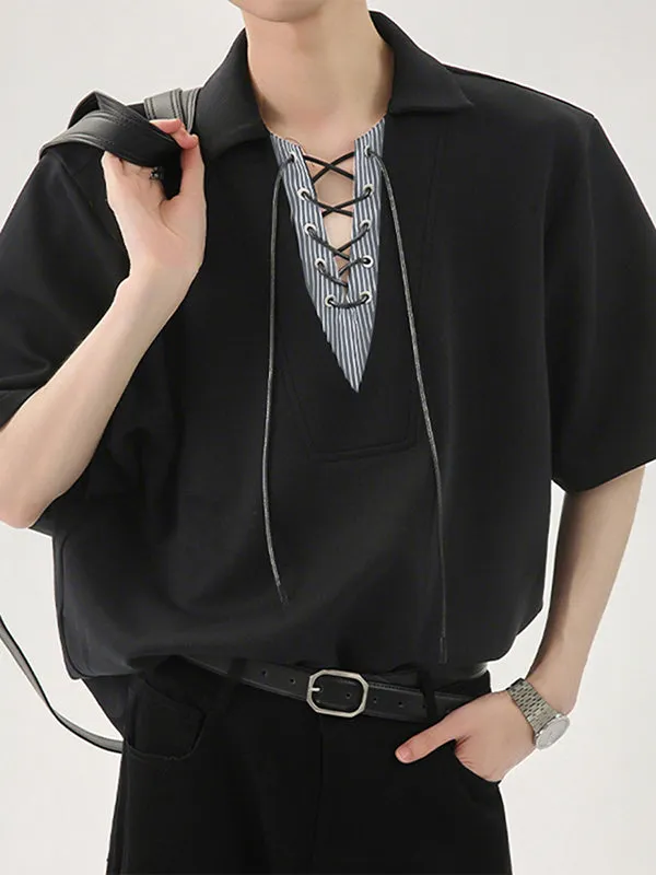 Mens Solid Textured Collared Short-Sleeve Shirt SKUL10744 sold by Incerunmen