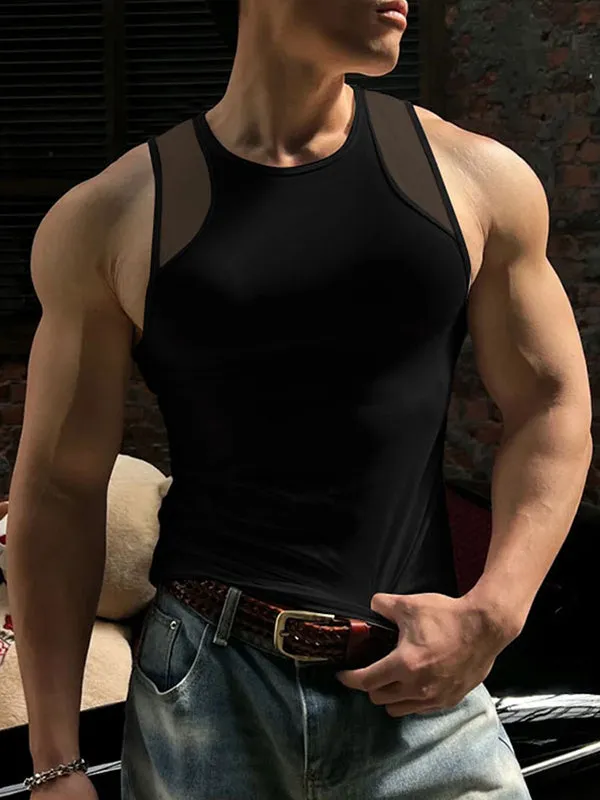 Mens Sheer Mesh Panel Casual Tank SKUL13945 sold by Incerunmen