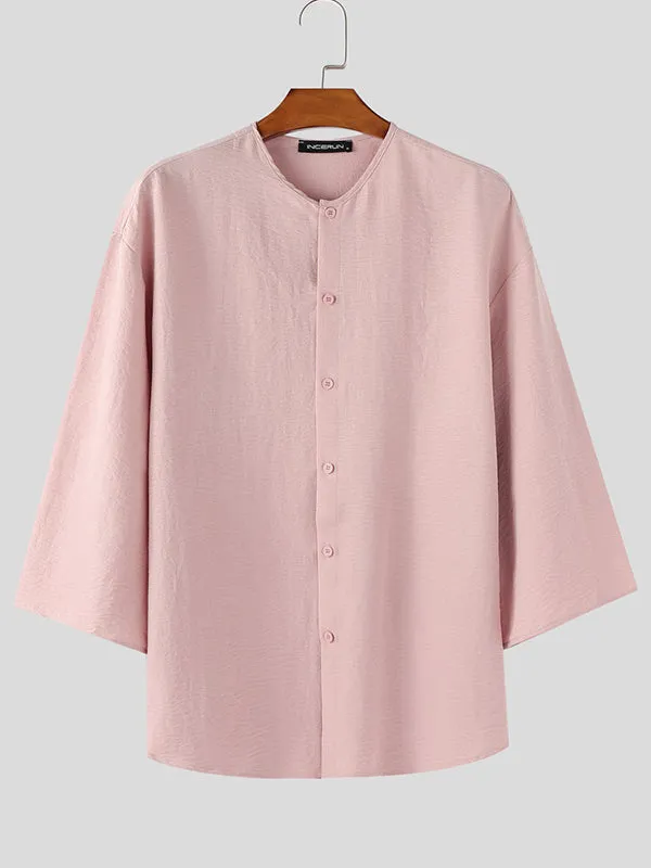 Mens Solid Textured Long Sleeve Shirt SKUL11791 sold by Incerunmen product image thumbnail 4