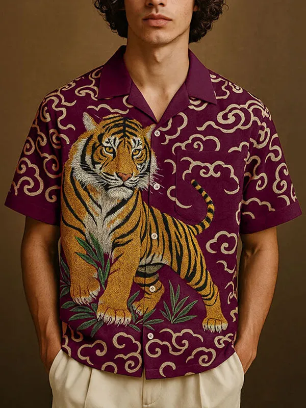 Mens Tiger Print Short Sleeve Shirt SKUL12868 sold by Incerunmen product image thumbnail 3