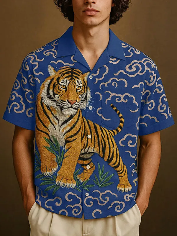 Mens Tiger Print Short Sleeve Shirt SKUL12868 sold by Incerunmen product image thumbnail 2