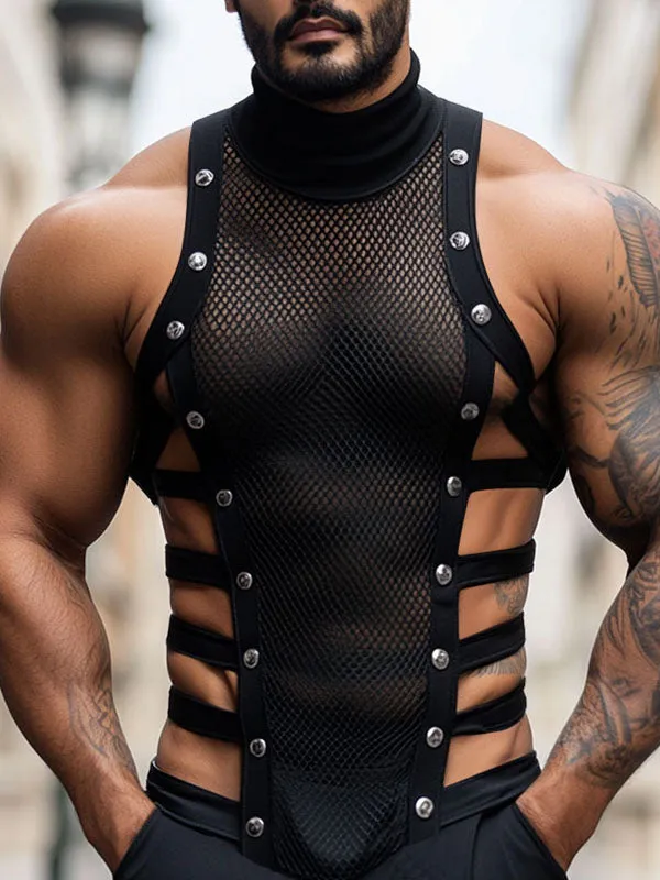 Mens Side Cut Sheer Mesh Tank SKUL05813 sold by Incerunmen