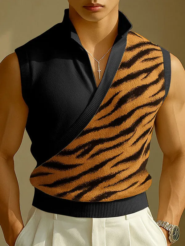 Mens Tiger Print Patchwork Casual Tank SKUL12861 sold by Incerunmen
