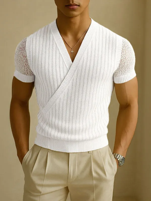 Mens Sheer Mesh Patchwork Textured Short-Sleeve T-Shirt SKUL13327 sold by Incerunmen product image thumbnail 2