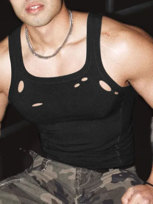 Mens Solid Color Cutout Casual Tank SKUL04418 sold by Incerunmen product image thumbnail 2