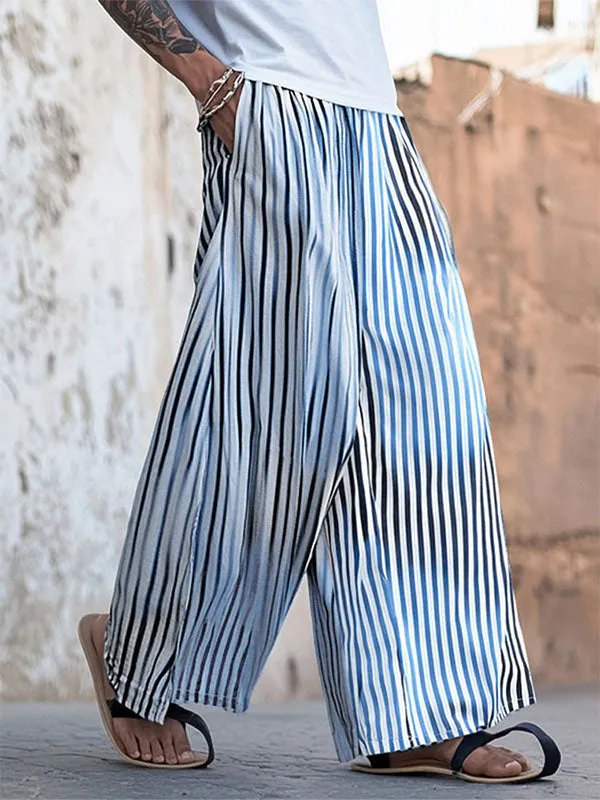 Mens Striped Wide-Leg Casual Pant SKUL10698 sold by Incerunmen product image thumbnail 2